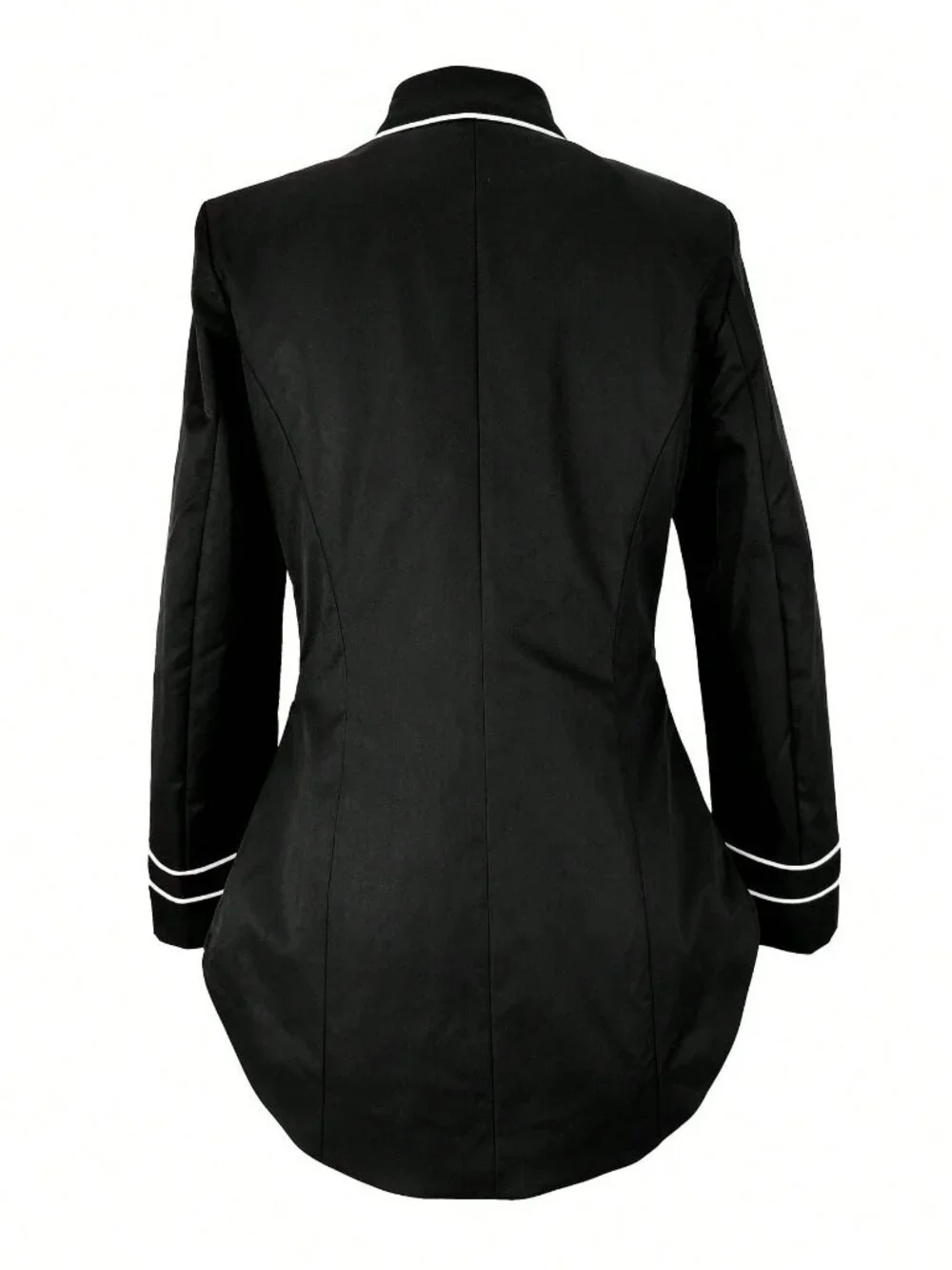 Black Elegant Women's Front-Buttoned Double-Breasted Slim-Fit Blazer - Picture 6 of 6